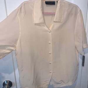 Vintage August Silk by Diane‎ Gilman Yellow Silk Collared Button-Up Blouse S